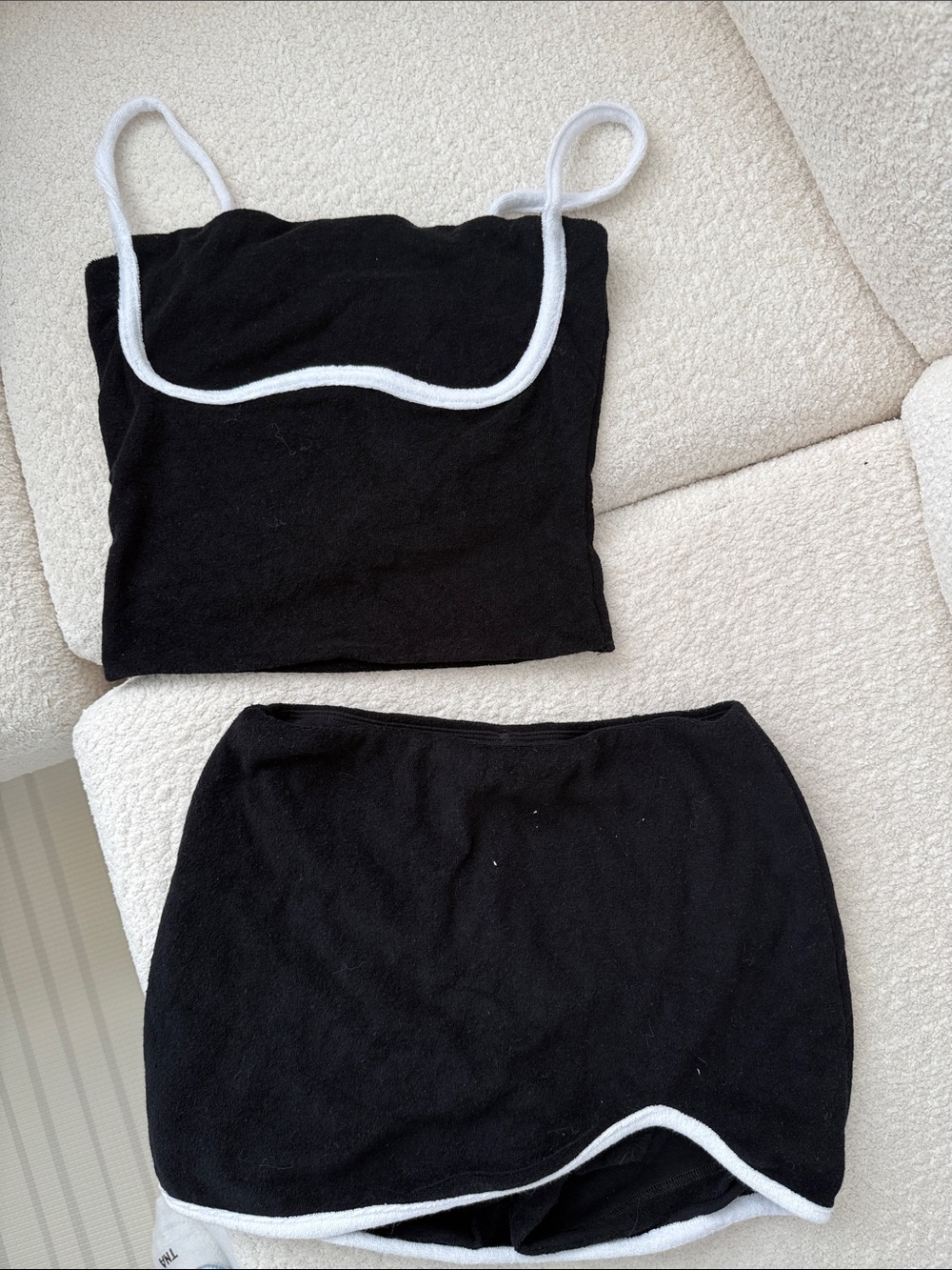 Black Mini Skirt with White Trim - Women's Casual Skirt